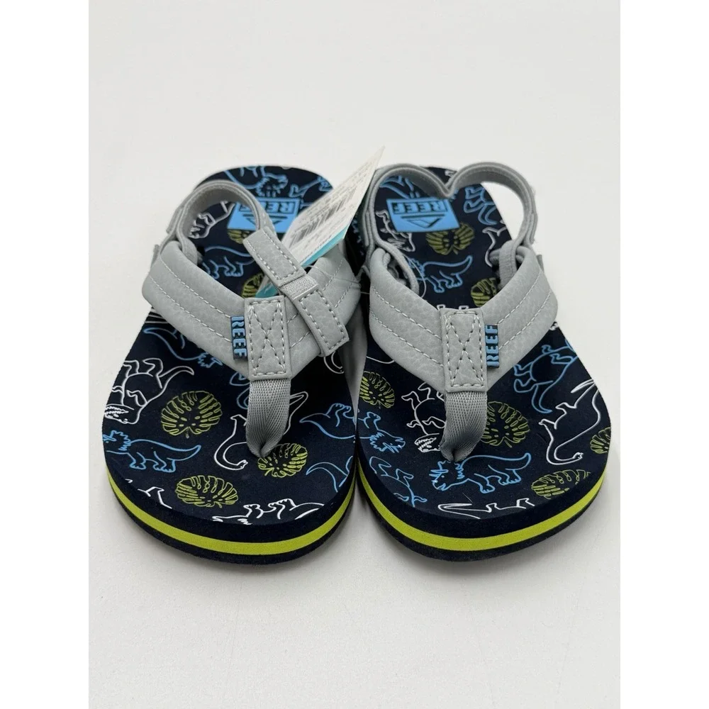 Reef Toddler Little Ahi Water Friendly Dino Flip Flop Boys Girls Size 11 New
